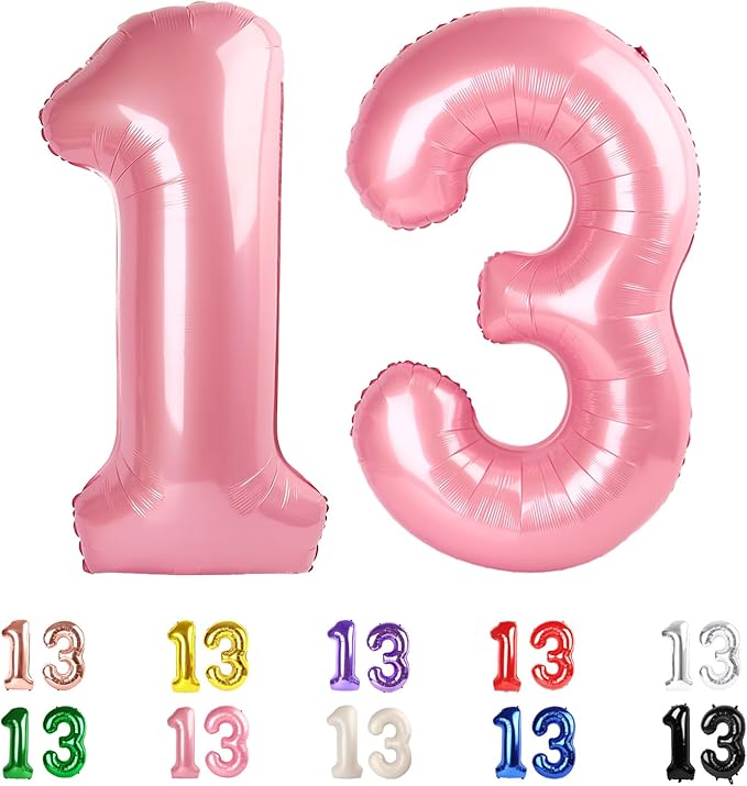 13 Balloons Number, 31 Balloons, 13th Pearl Pink Party Decorations 40 In Big 31st for Women Men Engagement, Wedding, Celebration Party, Graduations, Photo Shoot