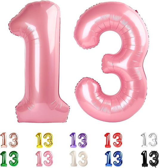 13 Balloons Number, 31 Balloons, 13th Pearl Pink Party Decorations 40 In Big 31st for Women Men Engagement, Wedding, Celebration Party, Graduations, Photo Shoot