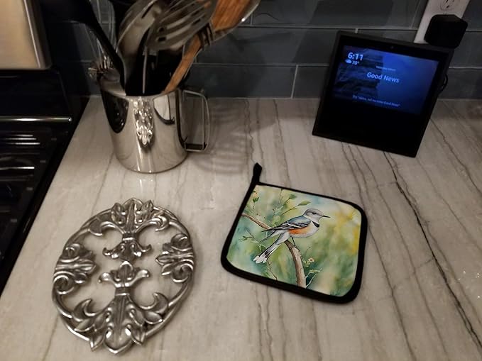 Caroline's Treasures Oklahoma Scissortailed Flycatcher Pair of Pot Holders Kitchen Heat Resistant Pot Holders Sets Oven Hot Pads for Cooking Baking BBQ, 7 1/2 x 7 1/2