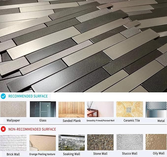 Weimeisc 10 Sheets Peel and Stick Backsplash Tile for Kitchen, Self-Adhesive Mosaic Tile, Stick on Bathroom Vanities，Fireplace Décor, Laundry Table(11.25" X 12.7") (Light Dark Gray Series)