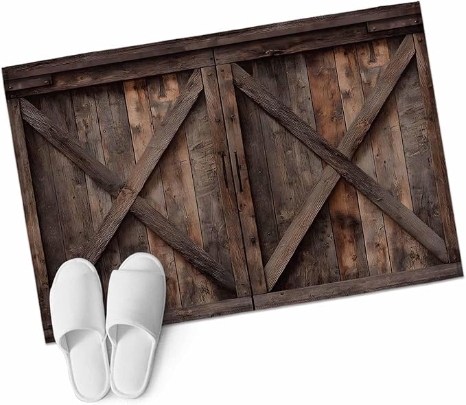 Area Rug 2x3ft, Vintage Farmhouse Barn Washable Rugs for Living Room Bedroom, Country Wooden Plank Soft Non-Slip Area Rugs Rectangle Floor Carpet for Dining Room