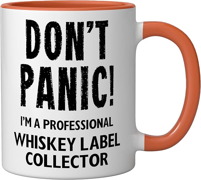 Whiskey Label Collector Ceramic Mug, Orange/White