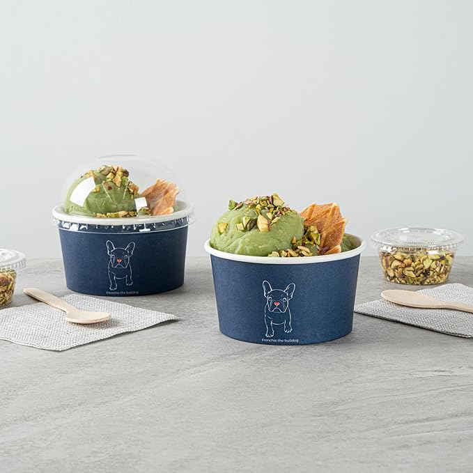 Restaurantware Coppetta 8 Ounce Dessert Cups, 50 Disposable Ice Cream Cups - Lids Sold Separately, Sturdy, Frenchie Paper FroYo Bowls, For Hot And Cold Foods, Perfect For Gelato Or Mousse