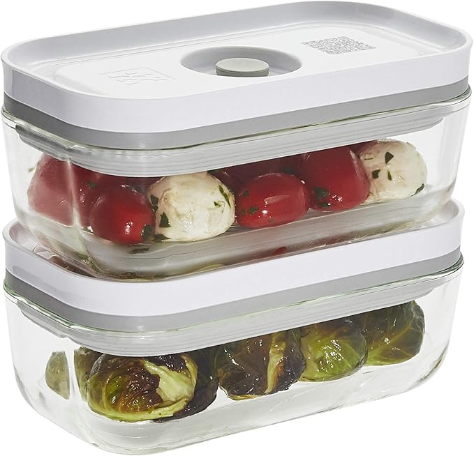 ZWILLING Fresh & Save 2-Piece Small Glass Vacuum Sealer Food Storage Containers with Airtight Lids