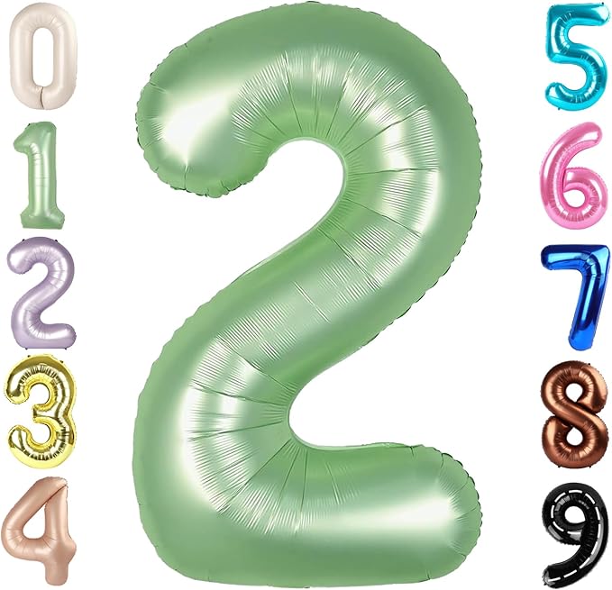 2 Numbers Balloon 40 Inch Olive Green Two Balloon Number Birthday Decor, 2nd 12 21st Party Celebration Decorations Graduations Wedding Baby Shower