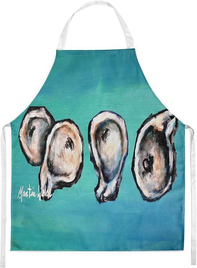 Caroline's Treasures Four Oyster Shells on Board Apron Cooking Kitchen Server Baking Crafts Gardening for Adult Women Men, Unisex, Large, Multicolor