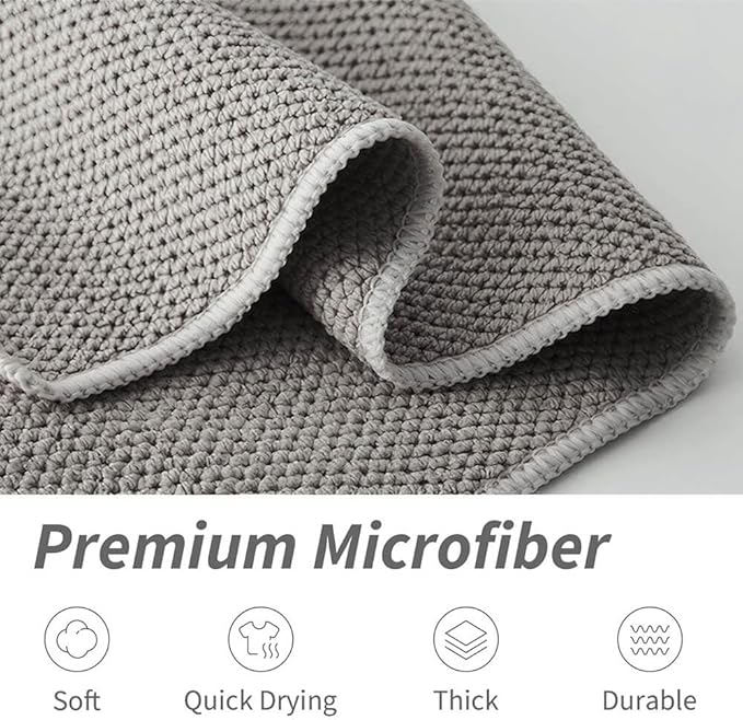 Barista Towel, Microfiber Cleaning Cloths, Espresso Machine Accessories for Coffee Bar, Steam Wand, Countertop, Milk Frother, Coffee Bar Accessories, 12”x12”, 6 Pack, Grey