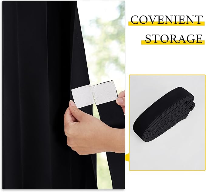 NICETOWN Black Blackout Curtains for Bedroom Bathroom Privacy, Accordion Style Thermal Insulated Window Curtains for Living Room Nursery Baby Room, 1 Panel, 38 x 63 Inches Length