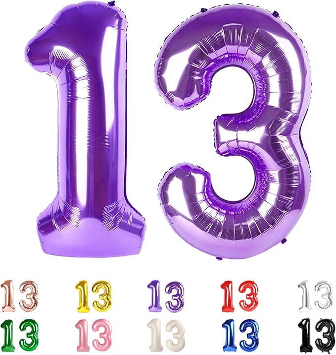 13 Balloons Number, 31 Balloons, 13th Purple Party Decorations 40 In Big 31st for Women Men Engagement, Wedding, Celebration Party, Graduations, Photo Shoot