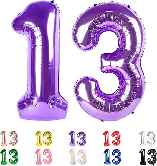 13 Balloons Number, 31 Balloons, 13th Purple Party Decorations 40 In Big 31st for Women Men Engagement, Wedding, Celebration Party, Graduations, Photo Shoot