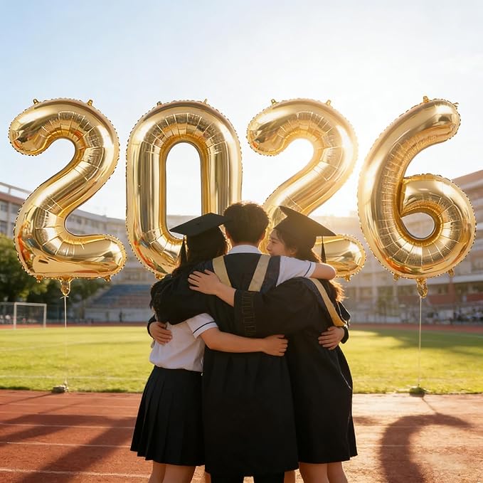 Huge Light Gold 2026 New Year Balloons 40 Inch 2025 Champagne Gold Mylar Foil Helium Number Balloons Christmas New Year Eve Graduation Party Decorations Supplies