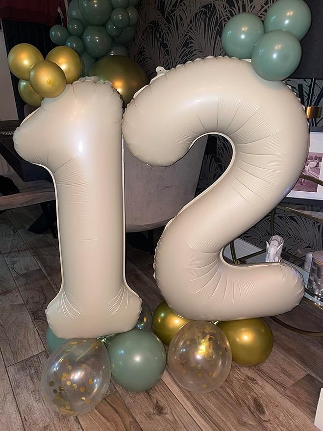 20 Number Balloons, 20th Birthday Decorations for Women Men, Cream Number 20 Balloons 40 In Happy Birthday Party Decorations Balloons for Engagement, Celebration Party