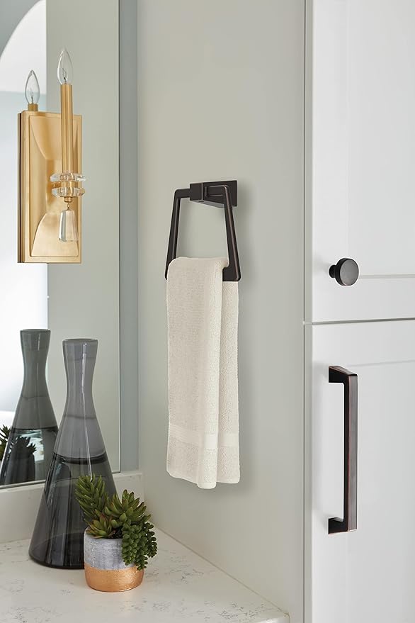 Amerock BH36002ORB | Oil Rubbed Bronze Towel Bar | 6-13/16 in (173 mm) Length Towel Holder | Blackrock | Hand Towel Holder for Bathroom Wall | Small Kitchen Towel Holder | Bath Accessories