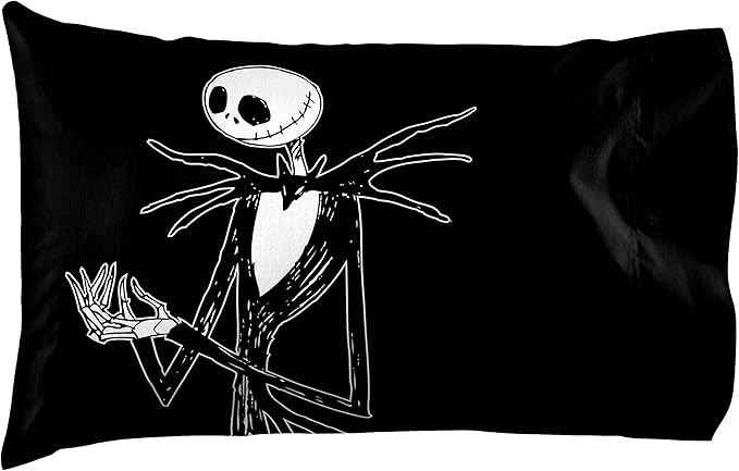 Jay Franco Kids Sheet Set with Fitted, Flat Sheets & Pillow Cover - Ultra-Soft Bedding with Pillowcase for Room Decor, White - Nightmare Before Christmas, 4 Piece Full