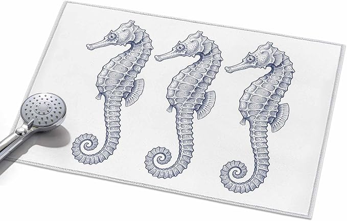 Area Rug 2x3ft, Summer Light Blue Seahorse Washable Rugs for Living Room Bedroom, Underwater Ocean Animals Soft Non-Slip Area Rugs Rectangle Floor Carpet for Dining Room