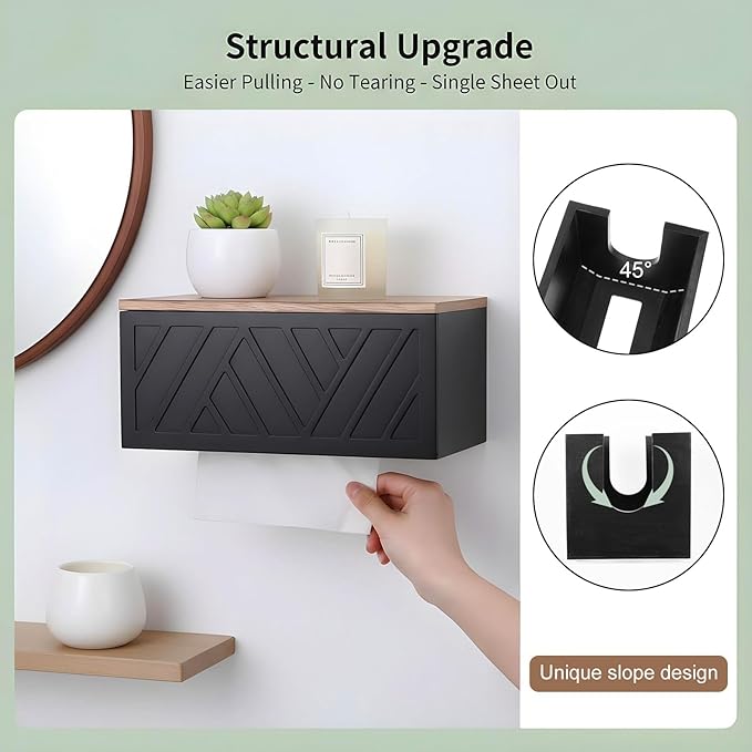 Paper Towel Dispenser Wall Mount Paper Towel Holder with Lid Solid Wood Commercial C-Fold, Z-Fold Hand Papers Towels Holder Dispenser Hand Towels Holders for Bathroom Kitchen Office Decor