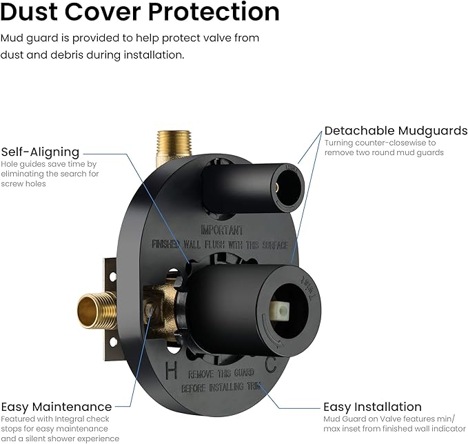 KIBI Circular Ceiling Mounted Shower System with 2-Function Faucet Set | Solid Brass Pressure Balanced Valve | Anti-Scald Design for Reliable Water Temperature Control (Chrome Finish, KSF408)
