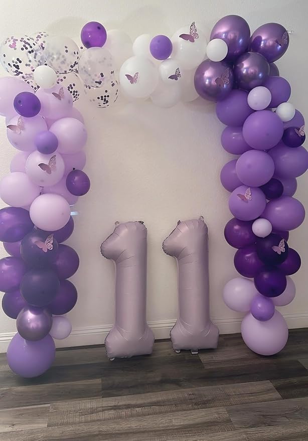 Number Balloons 1, 40 Inch One Balloons for 1st Birthday Girl Boy 1 11 21 Party Decorations Baby Shower Photo Shoot, Cream Purple 1 Balloon