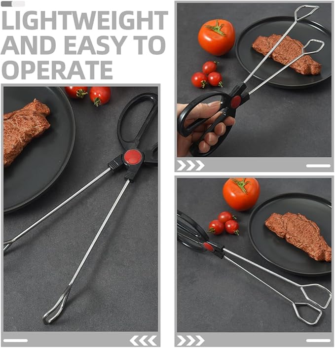 OSALADI 2pcs Stainless Steel Kitchen Tongs Bbq Food Buffet Serving Tongs with Heat Resistant Handles for Grill and Outdoor Cooking