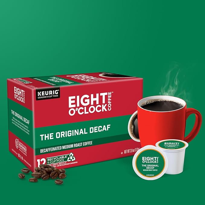Eight O'Clock Coffee The Original Decaf, Single-Serve Coffee K-Cup Pods, Medium Roast, 12 Count (Pack of 6)