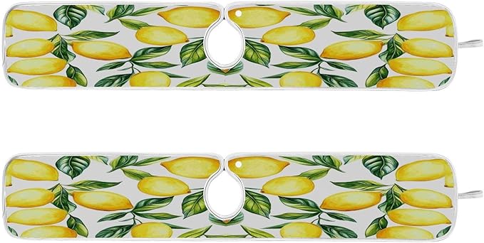 Kitchen Faucet Absorbent Mat,Lemon Water Splash Guard for Sink, Faucet Drip Catcher Thicken Sponge Microfiber Faucet Water Catcher Mat Sink Absorbent Mat for Kitchen 14x5in 2 Pack