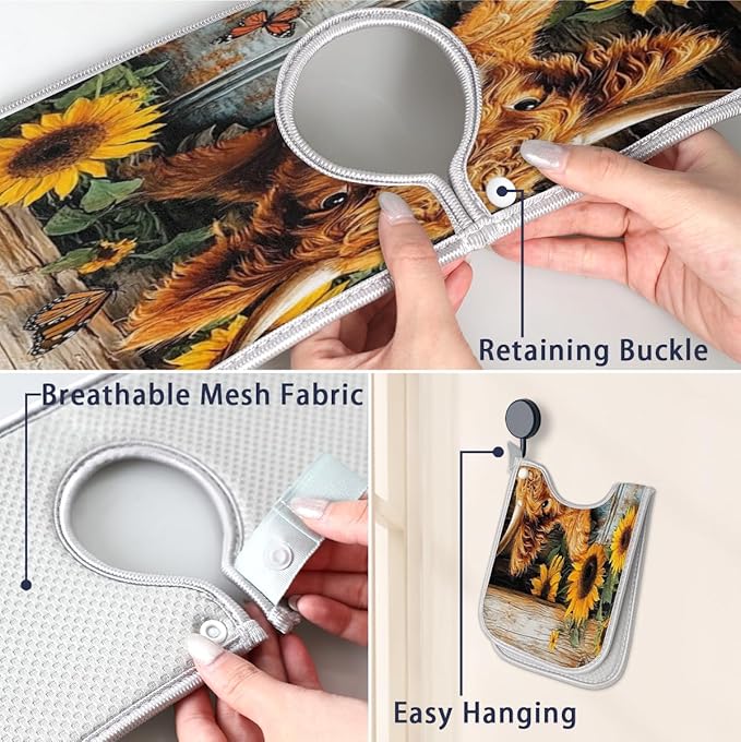 Rustic Highland Cow Kitchen Faucet Mat Super Absorbent Dish Drying Mat Splash Guard Behind Faucet Drip Catcher for Kitchen Bathroom Sink Cafe Bar Faucet Decor