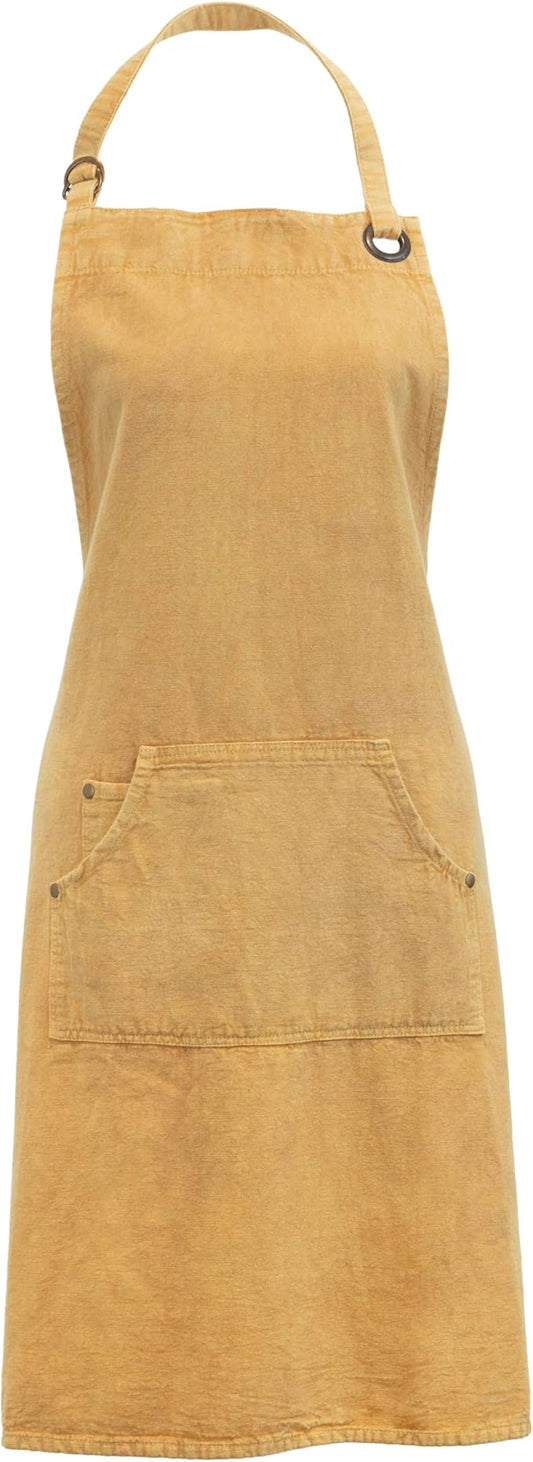 Boston International Apron with Front Pocket Premium Cotton Kitchen Cooking Baking Chef Gifts Aprons, One Size Fits Most Adults, Dijon Stonewashed