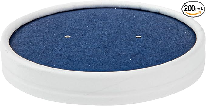 Restaurantware Bio Tek Blue Paper Soup Container Lids, 200 Disposable, 12 Ounce, Round, Modern Style, Airtight, Sold Separately