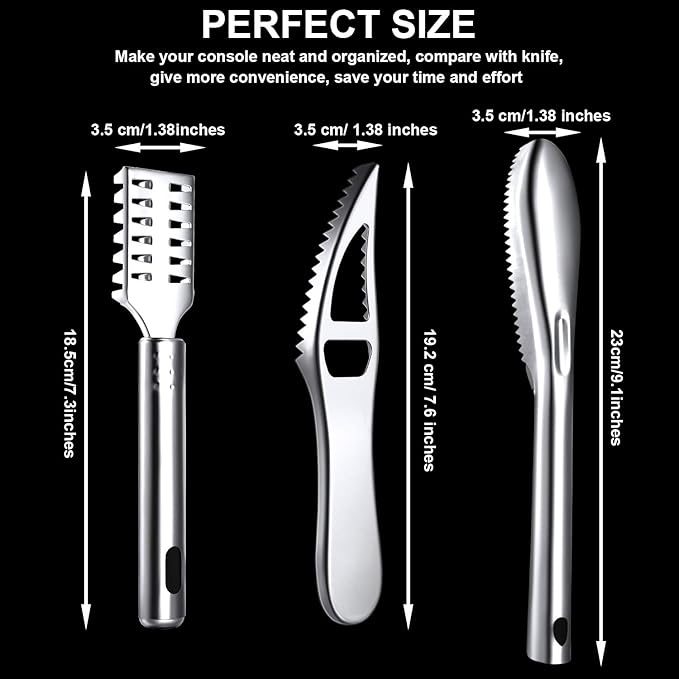 Mudder 6 Pieces Fish Scaler Remover Brush Stainless Steel Sawtooth Scarper Remover with Handle Multi-functional Bottle Opener for Kitchen Tool Faster and Easier Fish Scales Skin Removing Peeling