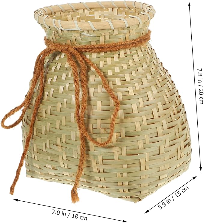Unomor 1pc Handmade Bamboo Woven Storage Basket for Flower Arrangement and Organizing Multi-purpose Container for Home and Sundries Random Style