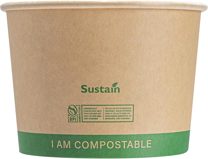 Restaurantware Paper Soup Containers 25 Pack Of 16 oz Disposable Kraft To Go Hot Soup Serving Bowls BPI-Certified Compostable Leakproof Stackable Food Containers For Noodles, Pasta And Desserts