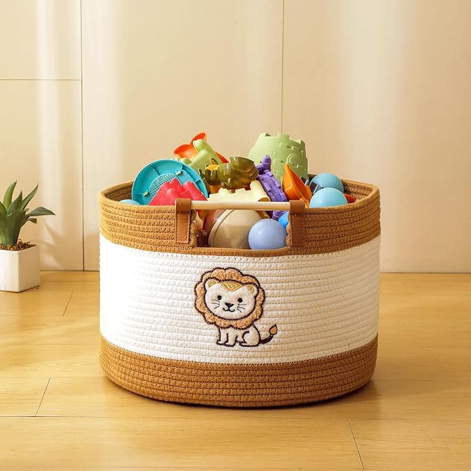 Toy Storage Bin Box for Kids Stuffed Animal Storage Basket for Blanket Baskets Living Room Cotton Rope Woven Baskets for Babies Toddlers Laundry Hamper for Nursery Play Room, Boys Gift Baskets Empty