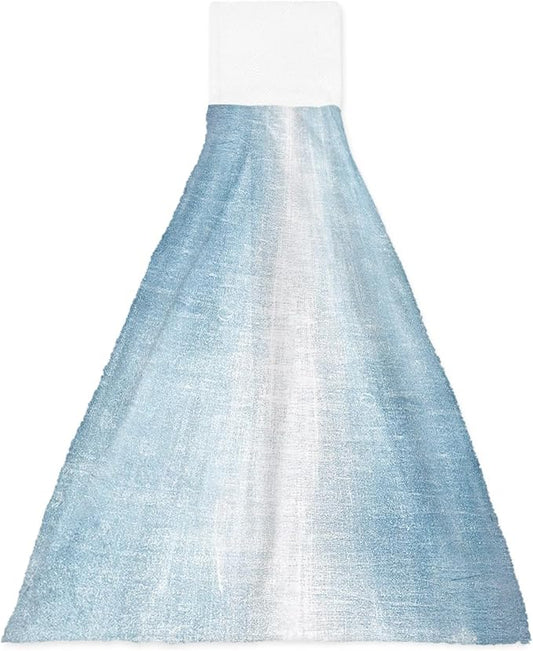 Alandar Home Kitchen Tie Towel Set of 1, Abstract Vintage Oil Painting Art Absorbent Soft Hand Towels for Bathroom Hanging Towels, Blue and White Artwork Texture Fast Drying Cleaning Cloth with Loop