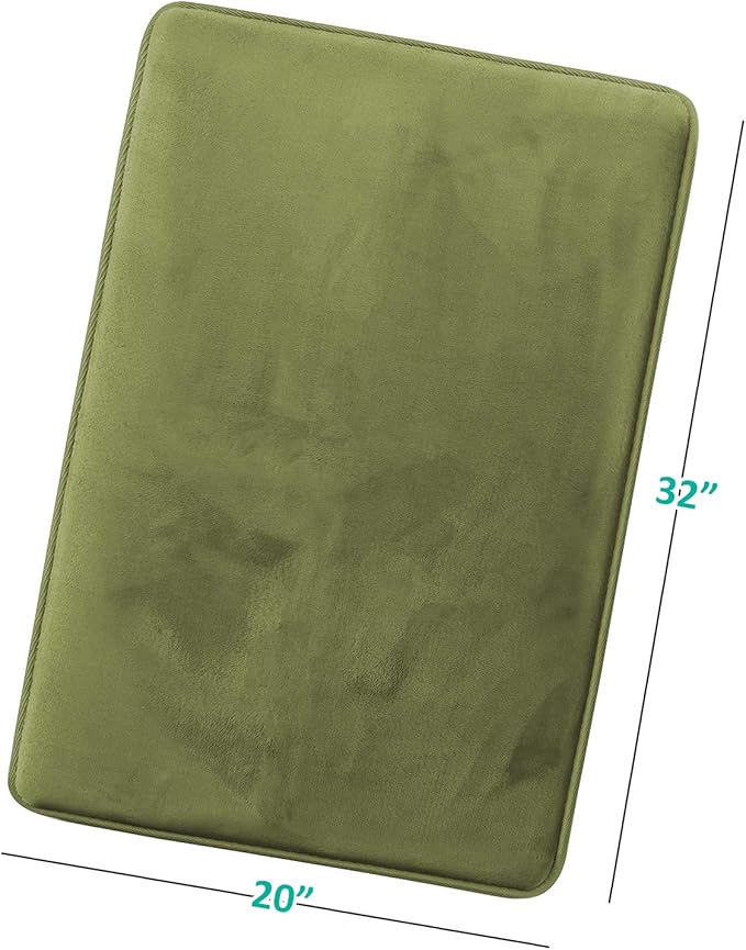 Clara Clark Bathroom Rugs, Velvet Memory Foam Bath Mat, Non-Slip, Machine Washable Bath Rugs - Dries Quickly, Ultra Soft Plush Bath Mats for Bathroom, 20 x 32, Sage Green