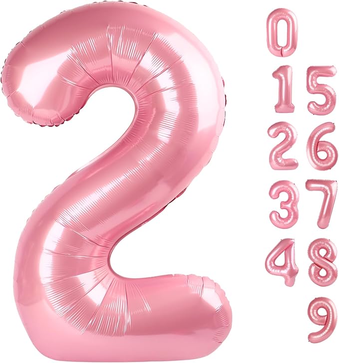 2 Numbers Balloon 40 Inch Pastel Pink Two Balloon Number Birthday Decor, 2nd 12 21st Party Celebration Decorations Graduations Wedding Baby Shower