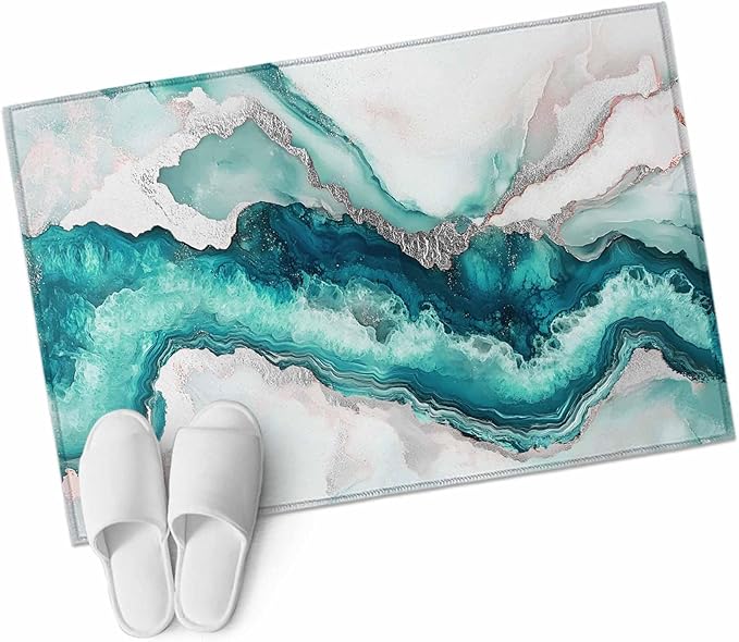 Area Rug 2x3ft, Abstract Blue Marble Texture Washable Rugs for Living Room Bedroom, Modern Luxury Pattern Soft Non-Slip Area Rugs Rectangle Floor Carpet for Dining Room