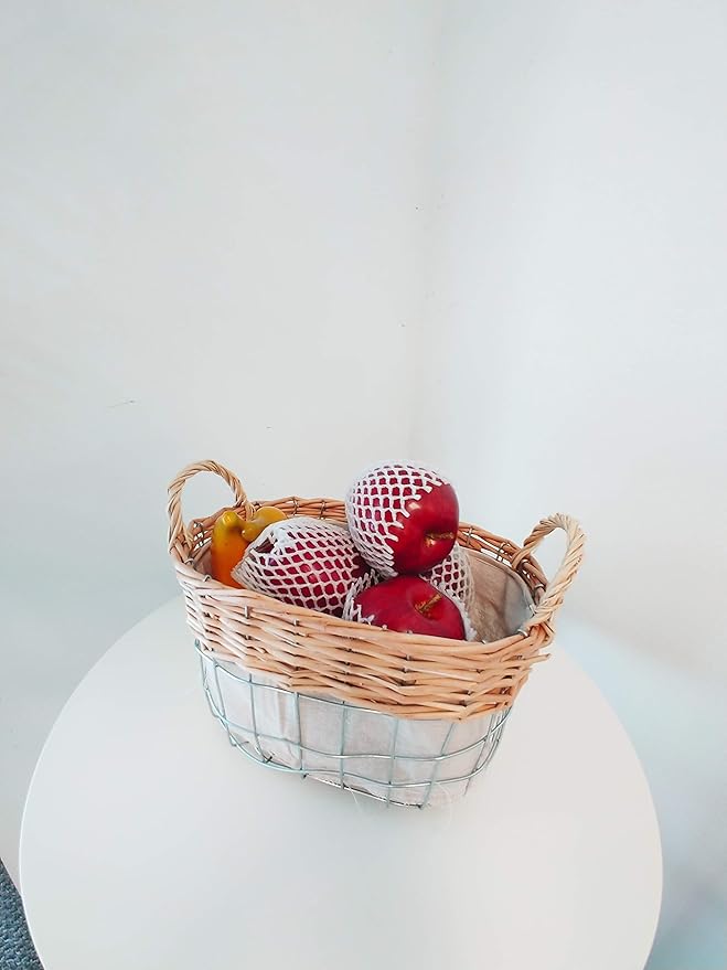 Admired by Nature Decorative Woven Nesting Storage Baskets for Bathrooms, Shelf Pantries - for Home Decor Organization, Offices, Nurseries, Bathrooms, Kitchens - Set of 2, Natural/White Small & Large