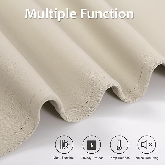 WdFour Side Door Curtains for Window, Room Darkening Solid Color Covering for Glass Front Door, Sidelight Curtain Tie up Shade 25W x 20L Inches, 1 Panel, Oatmeal