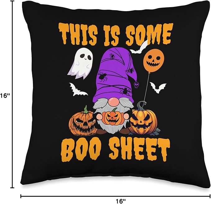Cute Gnomes.This Is Some Boo Sheet Halloween pumpkins ghosts Throw Pillow
