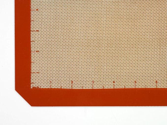 Mercer Culinary Silicone Bake Mat, Half Size, 11 7/8-Inch by 16 1/2-Inch, Orange border