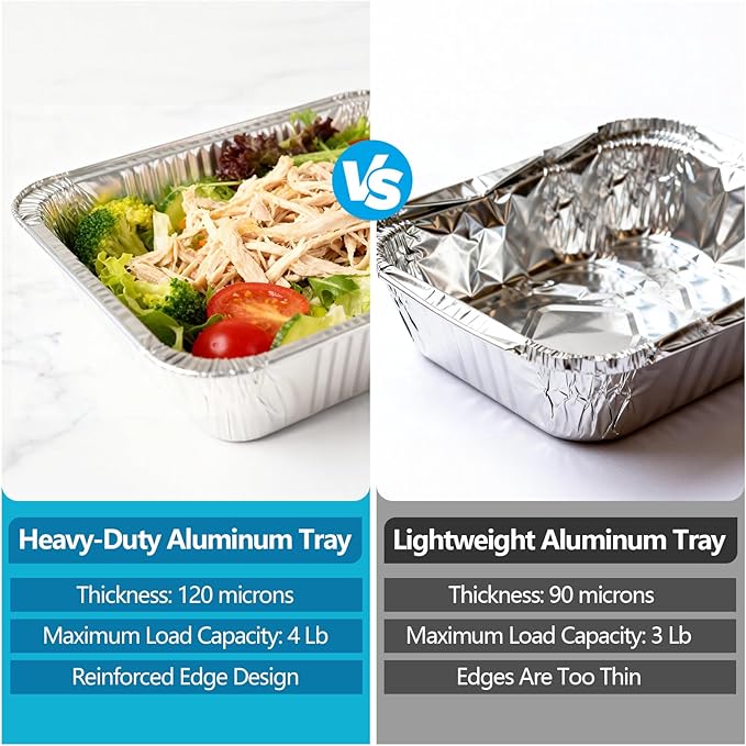 9x13 Thickened Aluminum Foil Pans With Lids, 10Pack Extra Deep Disposable Aluminum Pans for Roasting, Baking, Cooking, Food Prep, Chafing, Steam Table, Oven, Cake, and Party Catering.