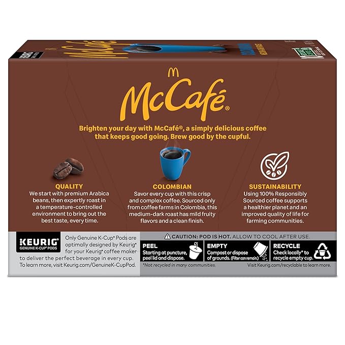 McCafe Colombian, Single Serve Coffee Keurig K-Cup Pods, Medium Roast, 10 Count (Pack of 12)