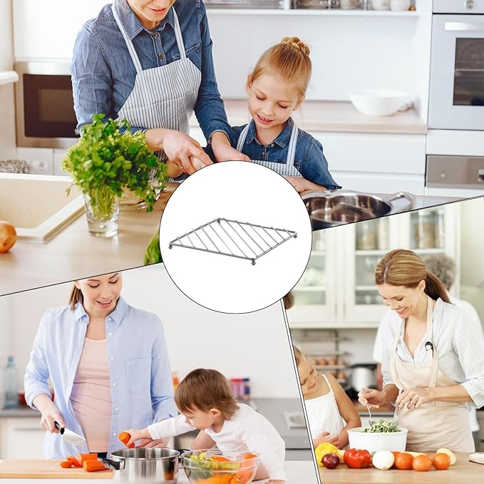 Stainless Steel Trivet, Heat Resistant Pad, Square Round Mat with Firm Build, Kitchen Fixture with Solid Design, 7.28x7.28x0.59 inches Cooking Supply, Longtail Accessory for Baking Dining Table