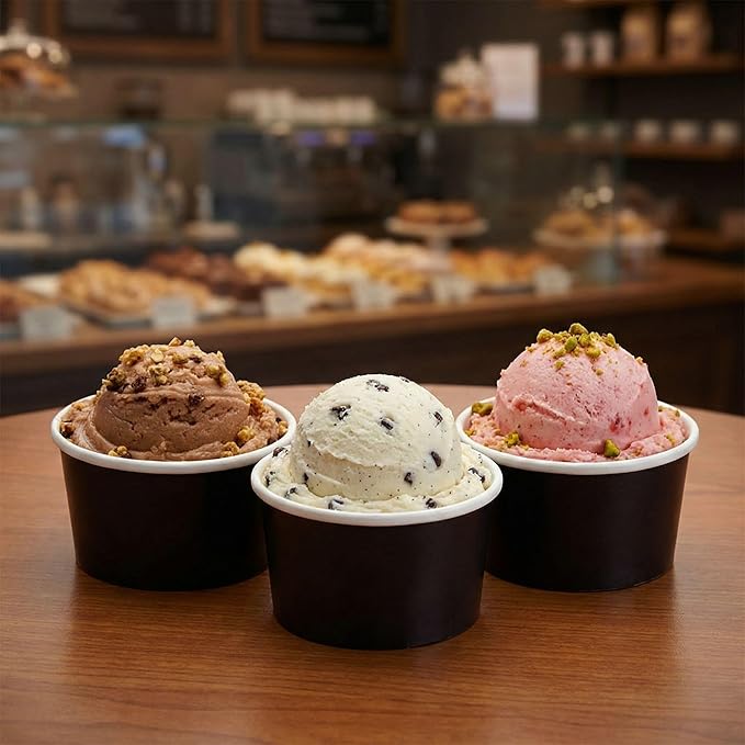 Coppetta 3 Ounce Paper Cups, 200 Durable To Go Cups - Lids Sold Separately, Disposable, Black Paper Dessert Cups, Freezable, For Cafes And Restaurants - Restaurantware