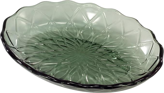 Nicole Miller – Bathroom Accessory Set, Embossed Glass with Diamond Trellis Design & Scalloped Edge, Decorative Lotion Pump, Soap Dish, Toothbrush Holder & Tumbler (Bijou Green)