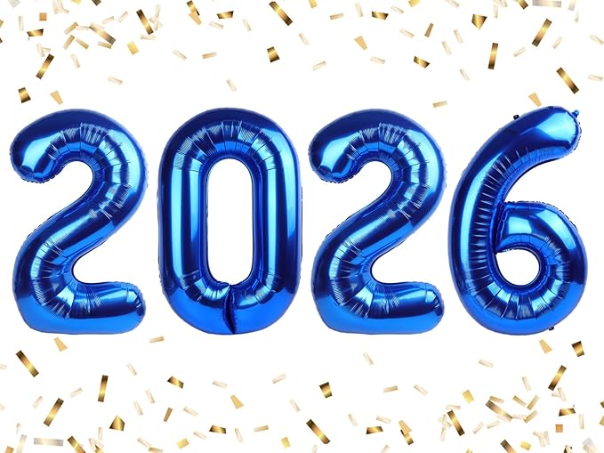 2026 Number Balloon 40 Inch, Dark Blue Eve Party Decorations 2026 Balloon for Happy New Years, Number Balloons for 20 26 Girls Boys Babies, Wedding Bridal Shower Anniversaries Party