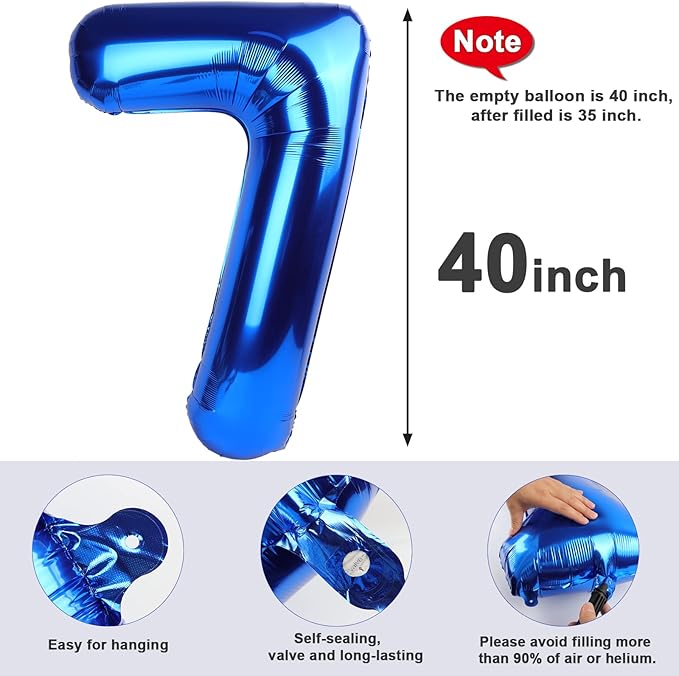40 Inch Navy Blue 7 Balloon Numbers, Six Seven Birthday Decorations, 7 17 27 70 Year Old Balloon, Balloon Number for Engagement, Wedding