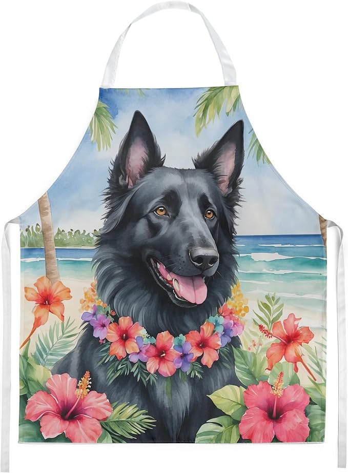 Caroline's Treasures Belgian Sheepdog Luau Apron Cooking Kitchen Server Baking Crafts Gardening for Adult Women Men, Unisex, Large, Multicolor