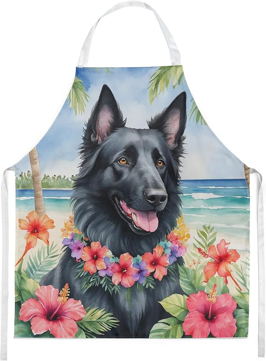 Caroline's Treasures Belgian Sheepdog Luau Apron Cooking Kitchen Server Baking Crafts Gardening for Adult Women Men, Unisex, Large, Multicolor