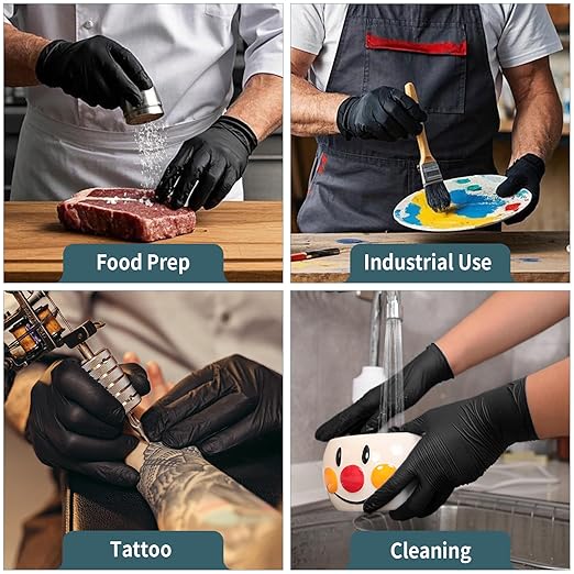 FINITEX - Black Nitrile Disposable Gloves, 5mil, Powder-free, Medical Exam Latex-Free 100 PCS For Cleaning Food Glove (XX-Large (Pack of 90))